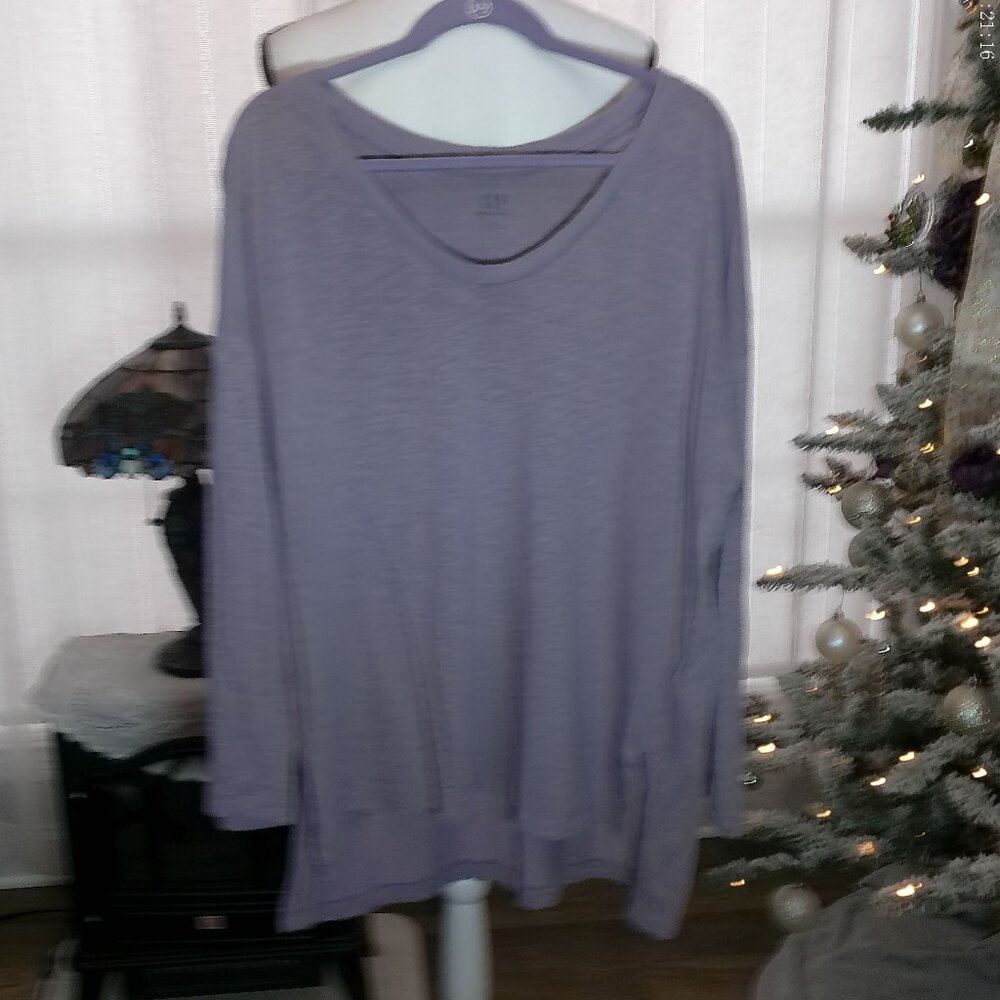 GAP Maternity Long Sleeve Scoop Neck Dark Lavender Hi Lo Tunic Top XL